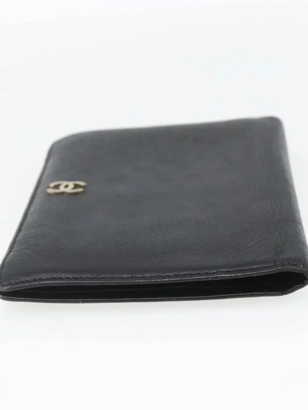 CHANEL Day Planner Cover Leather Black Gold CC Auth 157492